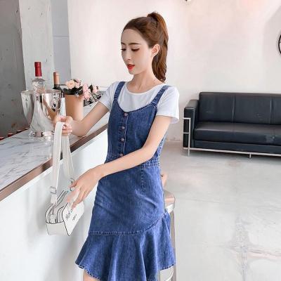 ĐẦM JEAN YẾM 2 DÂY ĐUÔI CÁ XÉO - NY843